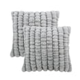 thumbnail image 2 of Home Soft Things Spandex Striped Heavy Faux Fur Pillow Covers, Set of 2, 20"x20", Silver Grey, 2 of 8