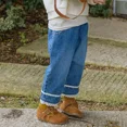 thumbnail image 4 of Spring Autumn Girls' Jeans 2-8 Y Korean Style Children's Solid Straight Pants Kid's Simple Trousers Cute Girls Pants, 4 of 6