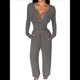 thumbnail image 1 of Conjuntos de Dos Piezas de Otoño para Mujer, Camiseta de Larga con Cuello en V y Pantalones Anchos, Conjuntos de Chándal Informal. Gris Oscuro XL, 1 of 6