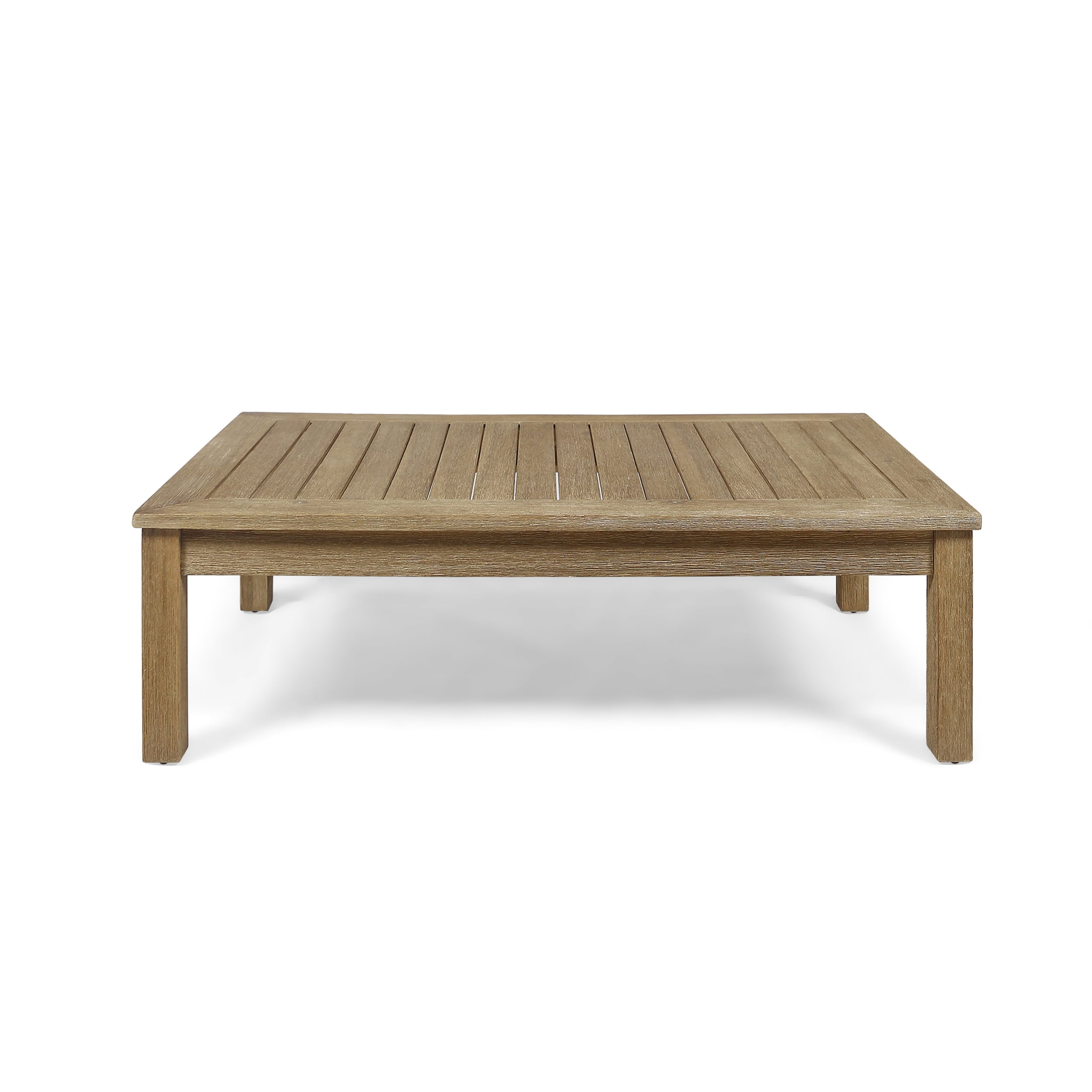 Faviola Ana Outdoor 3 Seater Acacia Wood Sofa Sectional with Cushions, Light Brown and Teal