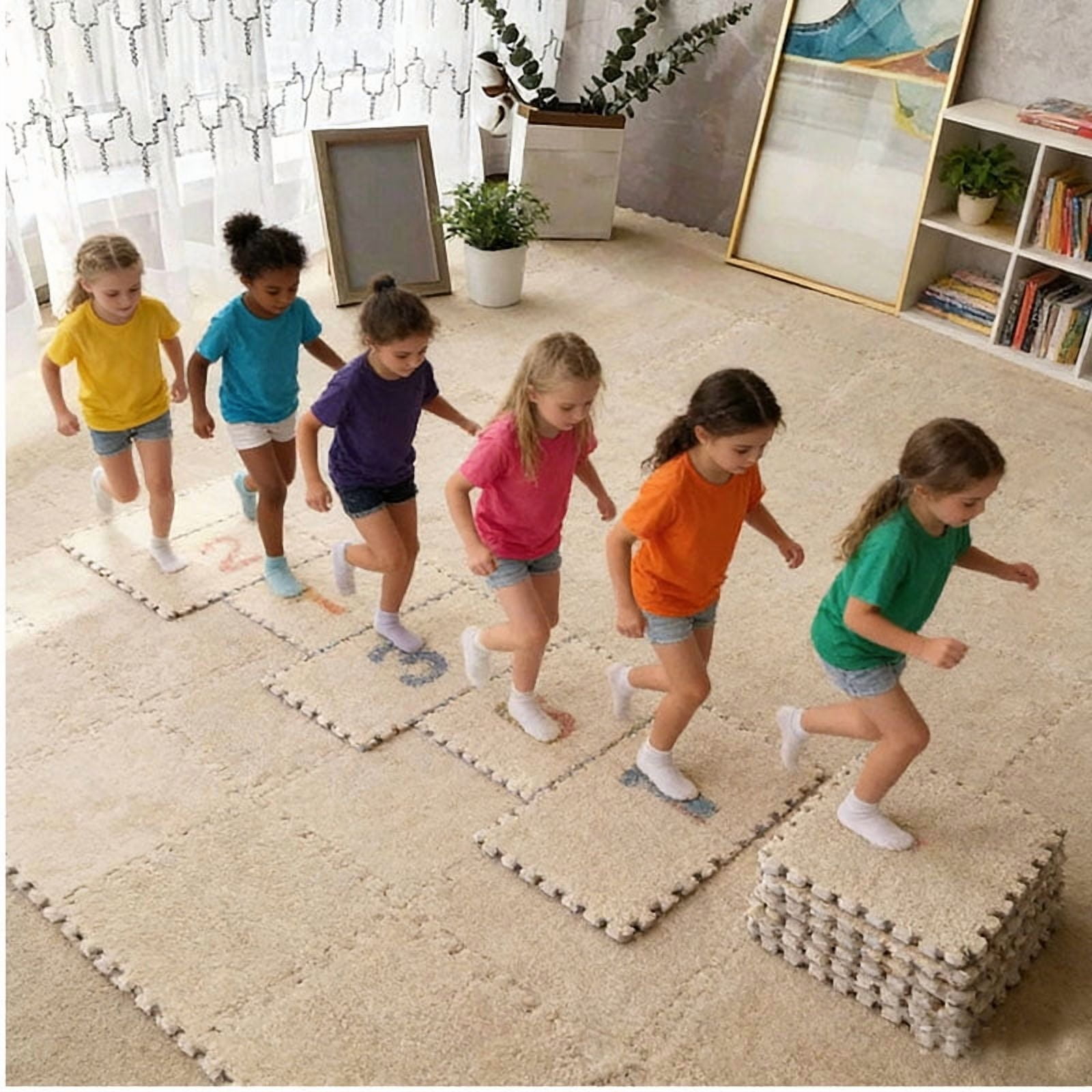 20Piece Carpet Squares Puzzle Mat 11.8" x 11.8" Plush Interlocking Carpet Tiles, Foam Floor Tiles for Baby Play Mat - Kids Soft Play Mats Anti Slip Jigsaw Flooring Playmat Playroom Rug