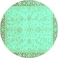 thumbnail image 1 of Ahgly Company Indoor Round Abstract Turquoise Blue Modern Area Rugs, 7' Round, 1 of 4