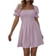 thumbnail image 1 of Txlixc Vestido de manga corta de mujer, cuello cuadrado, pliegue de pliegue Txlixc moda, 1 of 6