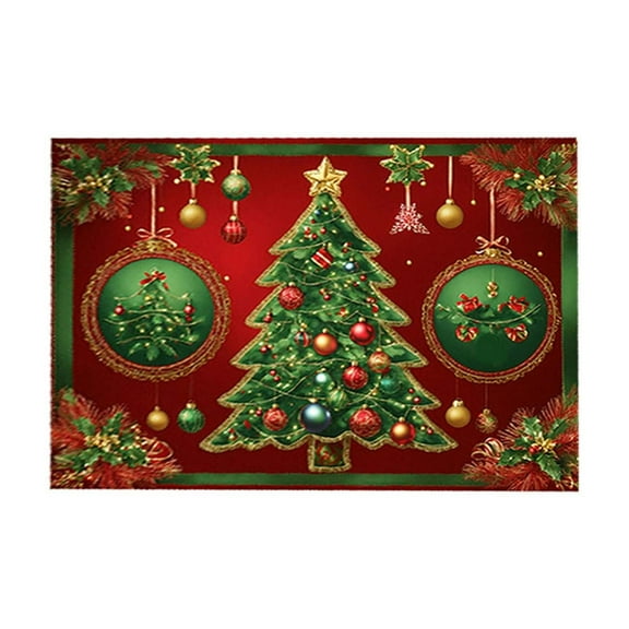 FastXmas Welcome Christmas Rug for Front Door Indoor Outdoor Mat, Christams Decorations Xmas Winter Washable Non-Slip Doormat Inside Outside Entrance, Welcome Floor Mat for Home Holiday Decor