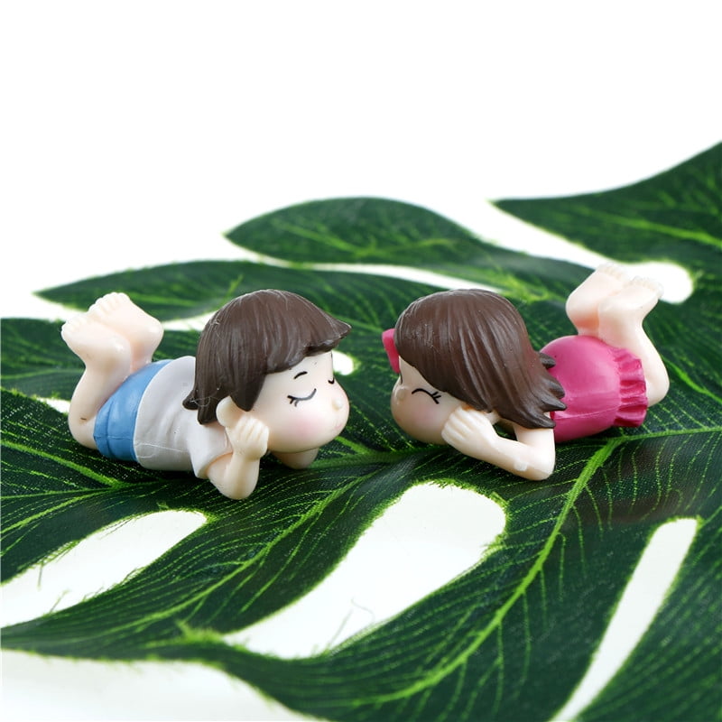 1 pair Mini lying Couples Dolls Garden Miniatures Figurine DIY Micro Landscape^ 