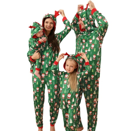

Sunisery Family Matching Christmas Pajamas Set Sleepwear Jumpsuit Hoodie with Hood Matching Holiday PJ s for Family