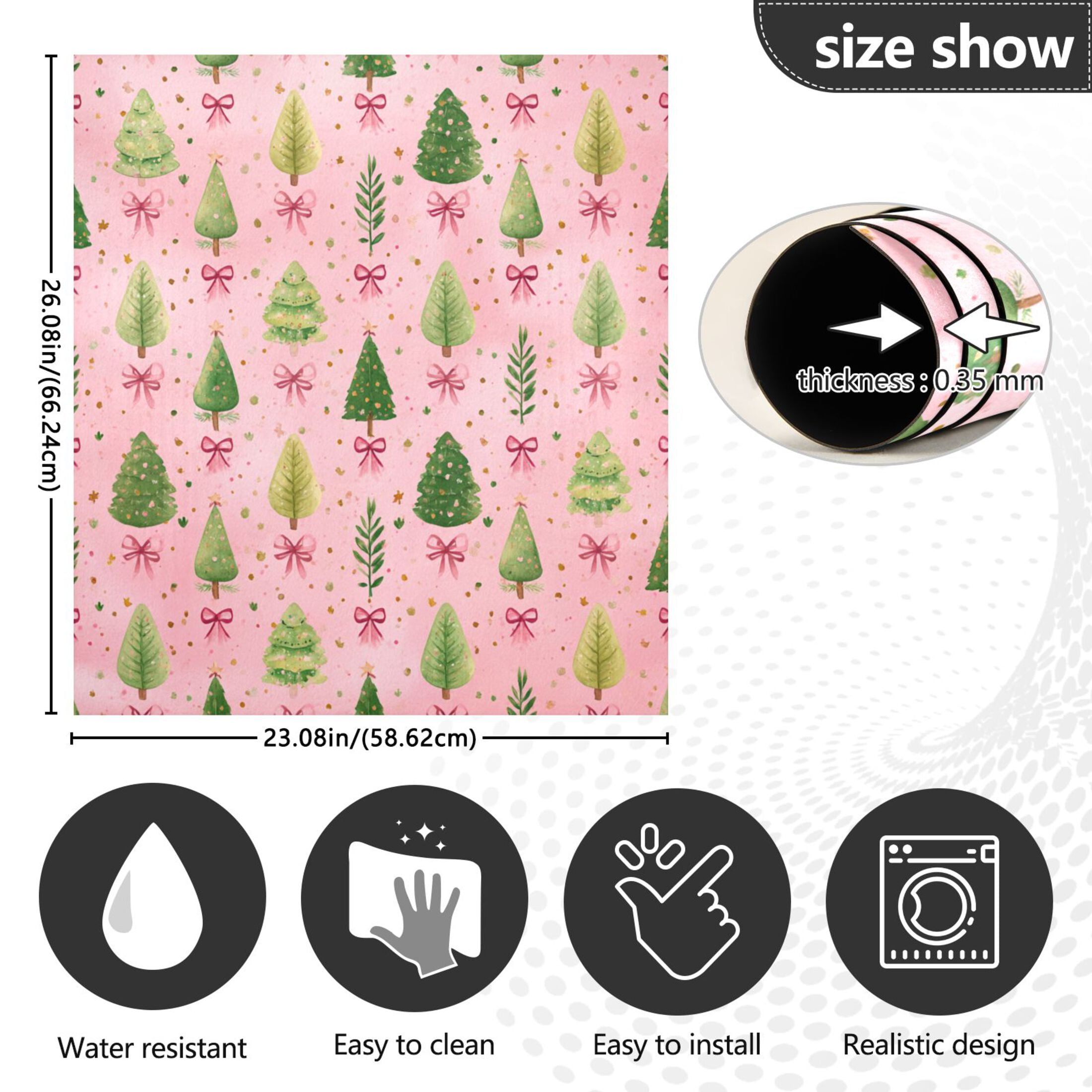 Dishwasher Magnetic Refrigerator Magnet Cover Sticker Home Decorative 23"x26" Cute Christmas Tree Pattern