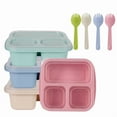 thumbnail image 2 of 3-Compartment Bento Snack Containers for Academy or Travel, Reusable Food Storage Box for Meal Prep and Lunchables, Microwave Safe and Stackable Design, UKHBMC | Blue, 2 of 5
