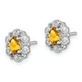 thumbnail image 2 of 925 Sterling Silver Rhodium-plated Citrine & Diam. Earrings; for Adults and Teens; for Women and Men, 2 of 3