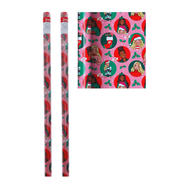 Barbie Christmas Wrapping Paper Roll, Barbie Theme Holiday Birthday Girl All Occasion Pink Gift