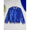 thumbnail image 3 of inhzoy Kids Girls Sequins Bomber Jacket Sparkly Long Sleeve Hip-Hop Jazz Modern Dance Tops Outerwear Royal Blue 8, 3 of 7