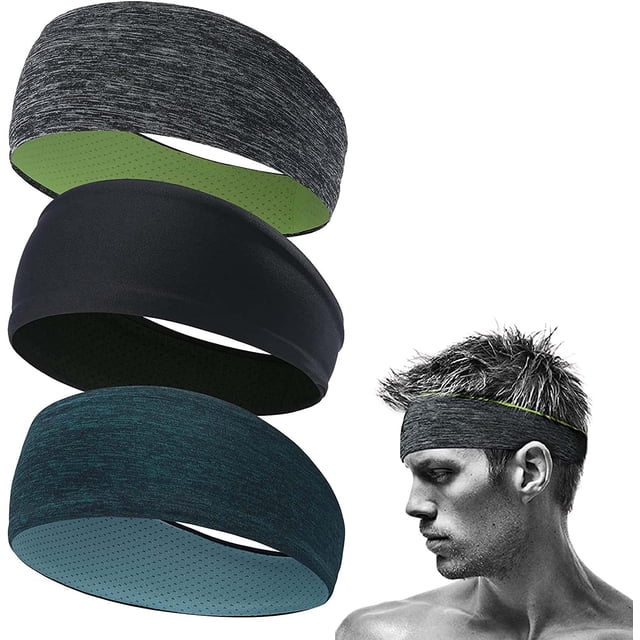 Diadema deportiva, diadema antideslizante antisudor, diademas que absorben la humedad para hombres y mujeres para correr, senderismo, yoga, ciclismo, 3 piezas