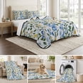 thumbnail image 6 of Twin XL Quilt Set 68''x98'', Blue Yellow Floral Spring Lightweight Bedspread Coverlet Set with 2 Pillow Shams, Green Pastoral Summer Botanical Breathable All Season Quilt Bedding for Dorm/Guest Room, 6 of 9