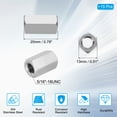 thumbnail image 2 of Uxcell 5/16"-18 UNC 304 Stainless Steel Hex Coupling Nuts, 15Pcs 0.8" Length Fully Threaded Rod Coupling Nut Studding Connector Fasteners, Silver Tone, 2 of 7