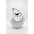 thumbnail image 3 of White Teardrop Cremation Urn for Human Ashes - Elegant Gold Heart Memorial Urn - Large Aluminum Funeral Urn (Adult Size up to 200 lbs) - 10 Inch Decorative Urn with Velvet Bag, 3 of 5