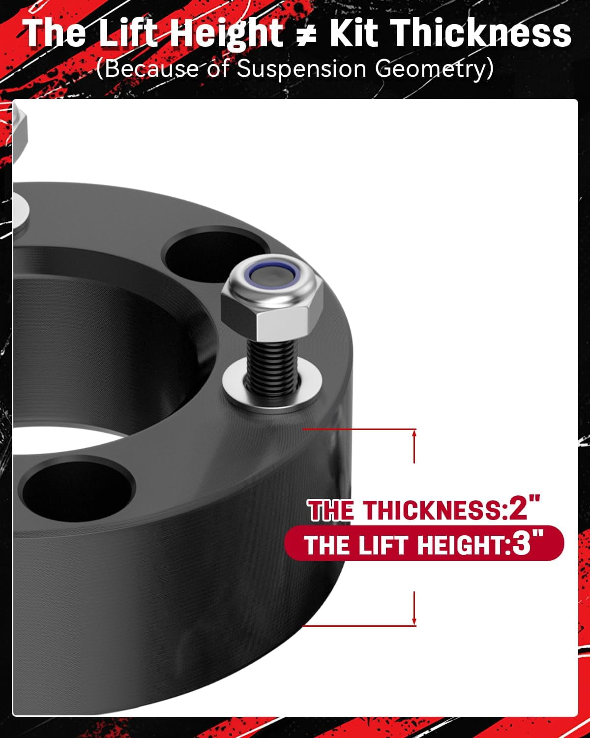 Richeer 3" Front Leveling Lift Kit Compatible with 2007-2026 Silverado 1500 2WD/4WD, Leveling Lift Kit for 2007-2026 Sierra 1500 2WD/4WD Forged Front Strut Spacers Raise Front of Vehicle by 3"