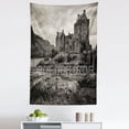 thumbnail image 1 of Dream Tapestry, Explore Dream Discover Slogan on Eilean Donan Castle Highlands Scotland, Fabric Wall Hanging Decor for Bedroom Living Room Dorm, 5 Sizes, Dark Taupe and Pale Grey, by Ambesonne, 1 of 1