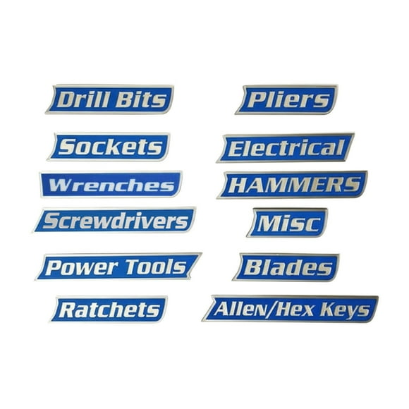 Tool Bag System General Organization Labels for Tool Storage Reusable 12-Pack 3D Printed Toolbox Labels for Steel Toolboxes Carts Drawers Cabinets