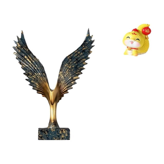 Estatua de la casa,Estatua de ala hecha a mano,artesanía de resina para cafetería,Escultura de alas extendidas,adorno artesanal,Estatua de serpiente de dibujos animados,Estatua de serpiente