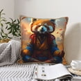 thumbnail image 4 of KLL Prairie Meditating Raccoon Decorative Throw Pillow Covers Velvet Soft for Couch Sofa Bedroom Living Room Outdoor (No pillow core)- 16"x16", 4 of 5