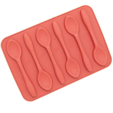 Spoon Candy Molds Freshware 6-Cavity Mini Spoon Silicone Mold for Chocolate, Candy and Gummy, CB-601RD ()