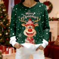 thumbnail image 2 of Festive Print Cozy Flannel Pullover Sweater For Casual Long Sleeve Crewneck Holiday Top Soft Warm Winter Knitwear, 2 of 5