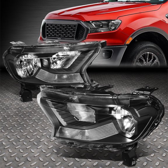 NUVISION for 19-23 Ford Ranger XL XLT OE Style Black Housing Clear Corner Headlight Lamps