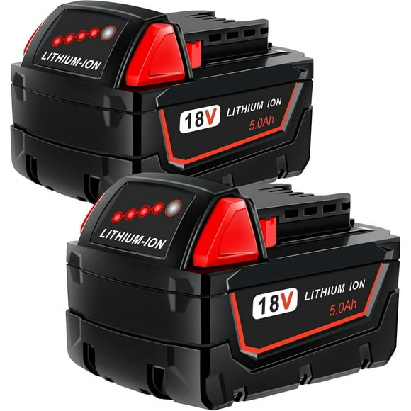 Batería Worthmah 18V 5.0Ah de ion de litio, paquete de 2 para Milwaukee