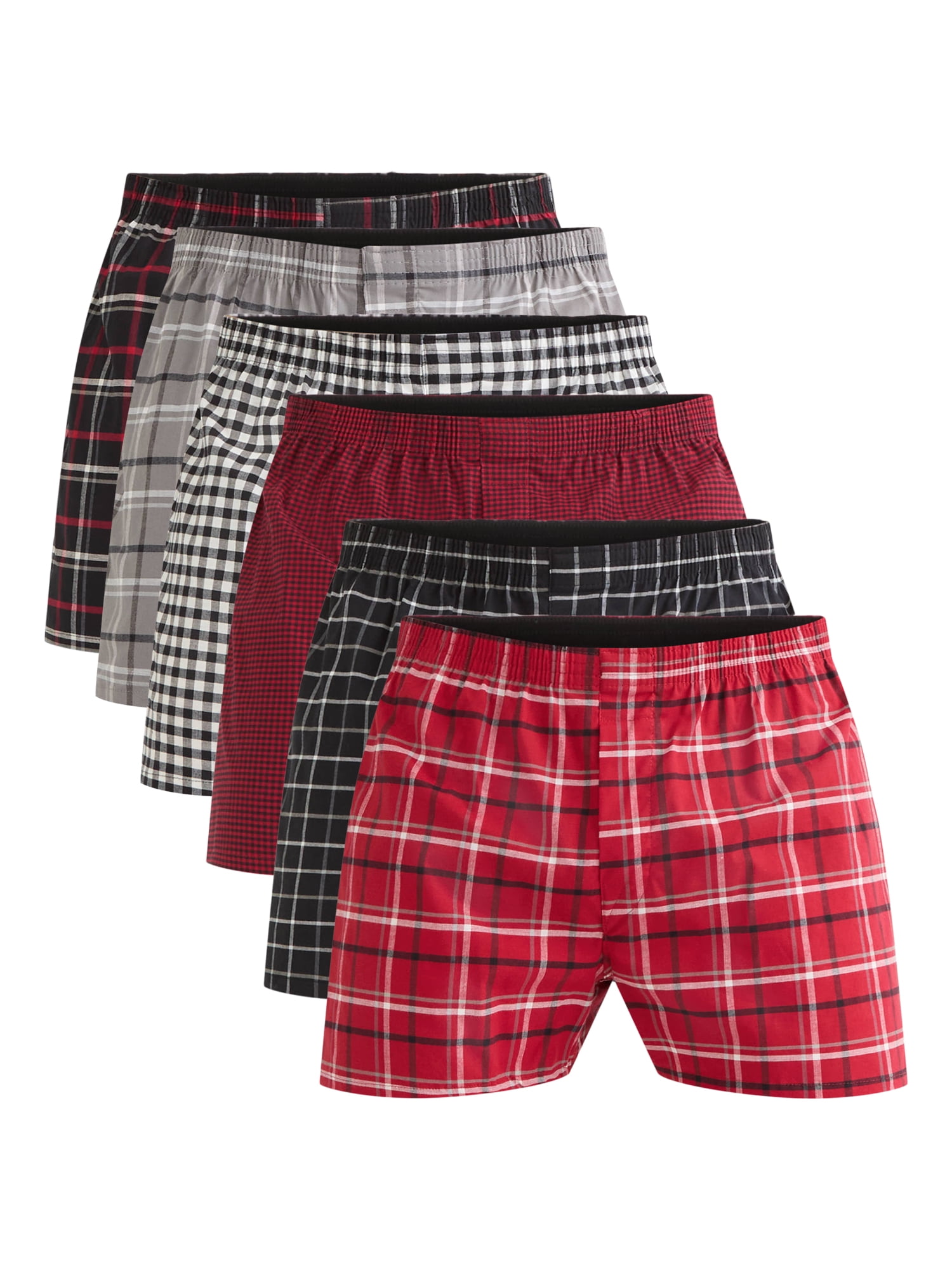 Fruit of the Loom Boys' Tartan Plaid Woven Boxer, 5 Pack - Tagless
