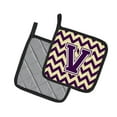 thumbnail image 2 of Carolines Treasures CJ1058-VPTHD Letter V Chevron Purple and Gold Pair of Pot Holders, 7.5HX7.5W, multicolor, 2 of 2