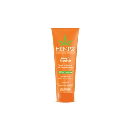 Hempz Yuzu & Starfruit Touch of Summer Moisturizing Gradual Self-Tanning Crème with SPF 30 for Fair Skin Tones 6.76 (Best Gradual Self Tanner For Fair Skin)