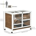 thumbnail image 3 of PawHut Indoor Rabbit Hutch with Wheels, Bunny Cage Guinea Pig House Small Animals Habitat W/ Top Access, Ramp, Pull Out Tray, Brown, 3 of 9