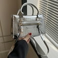 thumbnail image 3 of Bolso de mano de moda para mujer bolso de mano brillante de Color sólido bolso diario de cuero PU para exteriores, 3 of 9