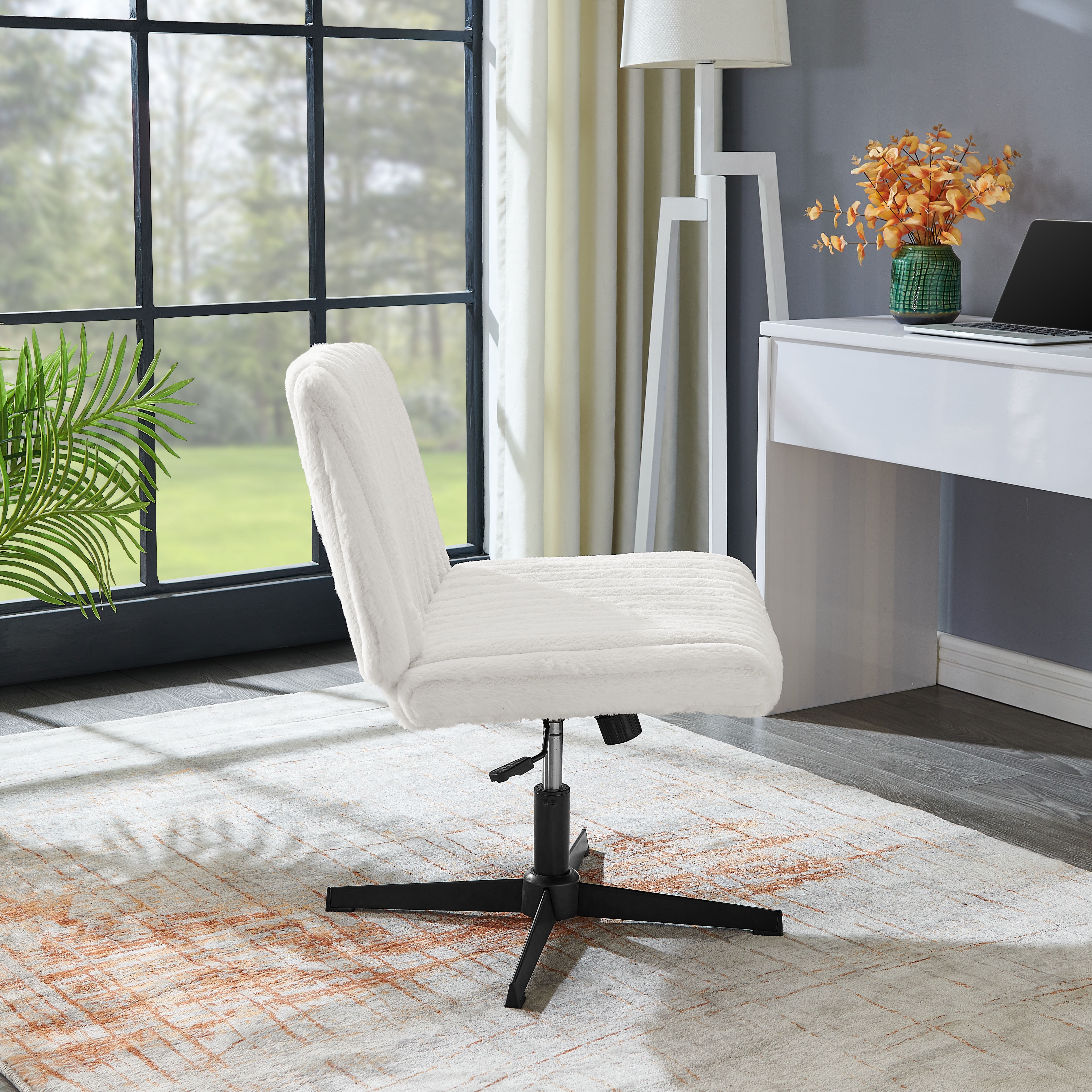 CQSXDA Wide Seat Adjustable Swivel Criss Cross Chair, for Office and Vanity Use, Ergonomic Design