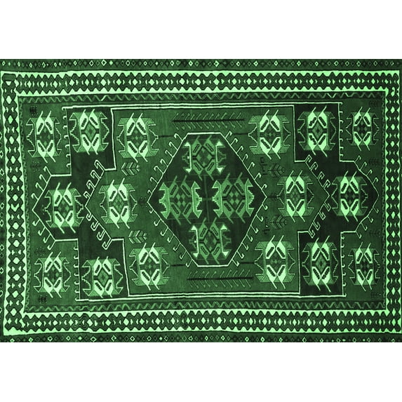 Ahgly Company Indoor Rectangle Persian Emerald Green Traditional Area Rugs, 7' x 10'