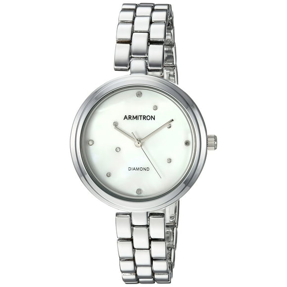 Armitron Womens 755541MPSV Diamond-Accented Silver-Tone Bracelet Watch