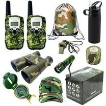 Cerem Outdoor Adventure Kit with Walkie-Talkies, LED Flashlight, Camouflage Camping Gear, 10-in-1 Bundle