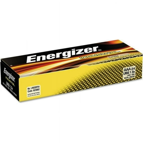 Energizer EN92 Industrial Alkaline Batteries, AAA, 24 Batteries/Box
