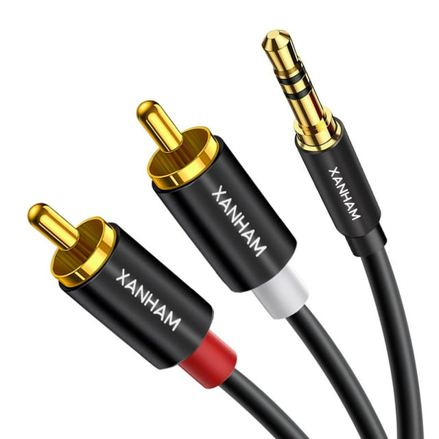 Cable adaptador XANHAM de 3,5 mm a 2 RCA, conector AUX TRS de 1 m a 2 RCA