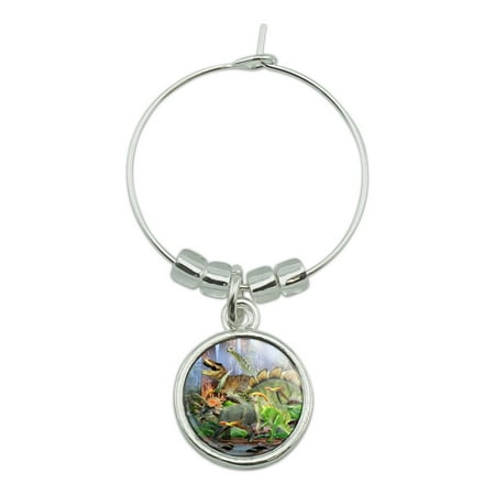 

Triceratops T-Rex Stegosaurus Jurassic Dinosaurs Wine Glass Charm Drink Marker