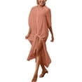 thumbnail image 2 of Xdegoge Women's Swimwear Cover Ups One Piece Button Down Short Sleeve Shirt Dress Tie Knot Front Flowy Beach outfits Summer Vacation Seaside Resort, 2 of 9
