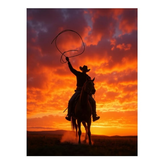 Diamond Art Kits for Adults - 5d Cowboy At Sunset Silhouette Diamond Painting for Adults, Diamond Art for Adults Beginners, Diamond Painting Kits for Adults for Home Wall Decor