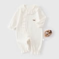 thumbnail image 2 of KPOPLK Infant Baby Girl Pajamas One Piece Girls Button Down Long Sleeve Footless Sleepers for 0 3 6 9 12 18 Months Size 6-9 Months,Beige, 2 of 4