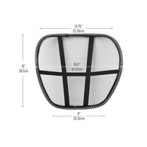 Mind Reader Ergonomic Lower Back Support, Office Chair Cushion, Mesh, Height 4", Set of 4, Black