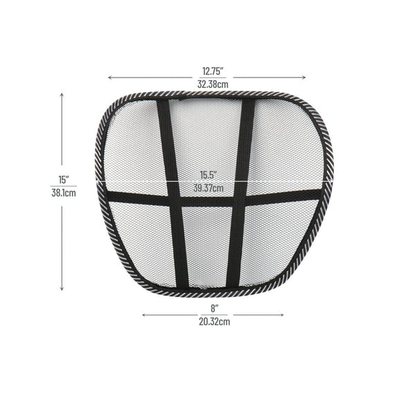 Mind Reader Ergonomic Lower Back Support, Office Chair Cushion, Mesh, Height 4", Set of 4, Black