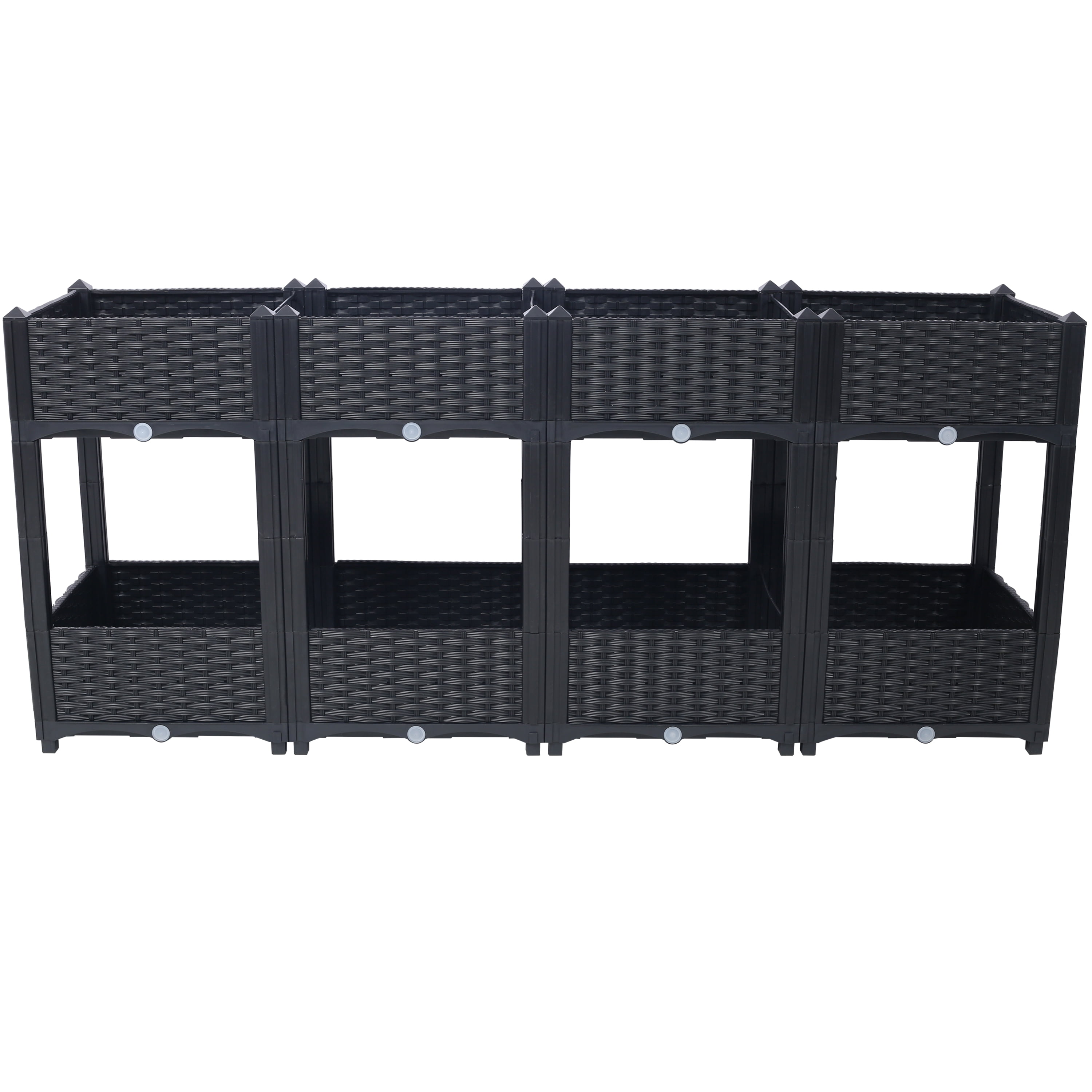 AsterOutdoor Planter Raised Beds, Elevated Garden Box , Polypropylene Rattan Pattern with Drainage Plug