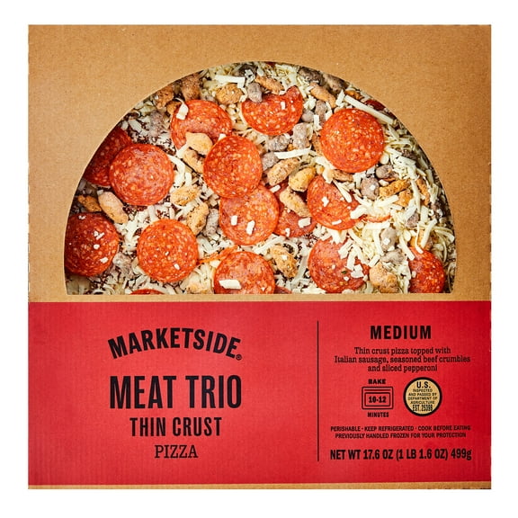 Marketside Meat Trio Pizza, Thin Crust, Marinara Sauce, Medium, 12 inch (Fresh)