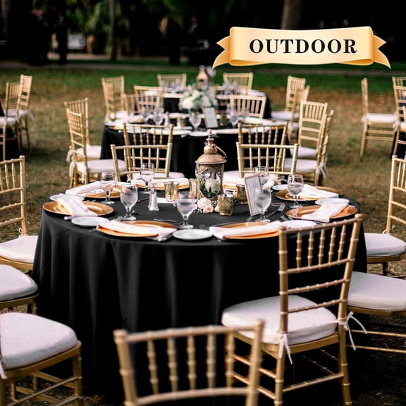 6 Pack Round Tablecloth 90 Inch Black, Stain and Wrinkle Resistant Table Cloth - Washable Polyester Table Cover for Dining Tables, Buffet Parties and Camping