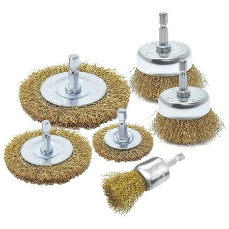 

6 Pack Wire Brush Attachment Set for Drill Brass Coated