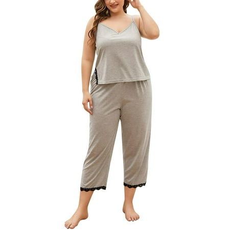 

Womens Pjs Summer Plus Size Comfortable Breathable Lace Sleepwear Set for Women